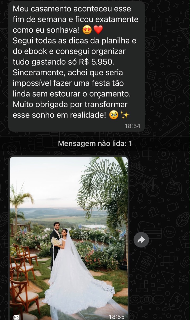 Print do depoimento de uma noiva